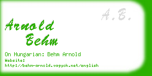 arnold behm business card
